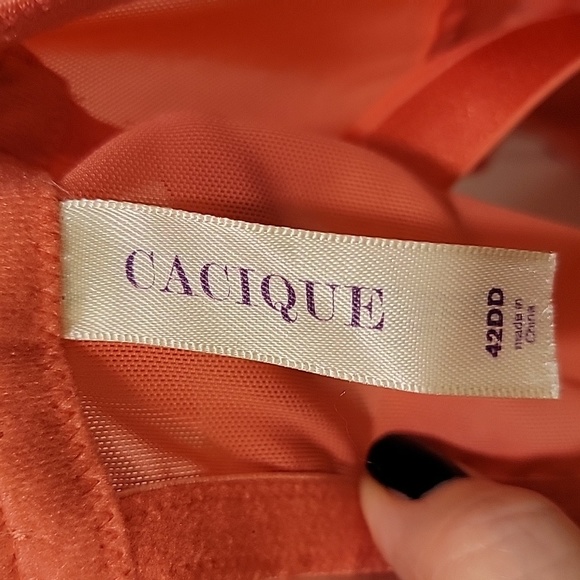 Cacique Satin Pink Black Polka Dot Bra Size 42DD - Picture 4 of 5